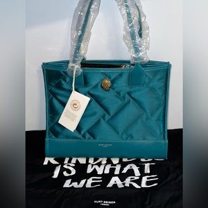 Kurt Geiger London Small Quilted Medium Blue Recycled Shopper Bag